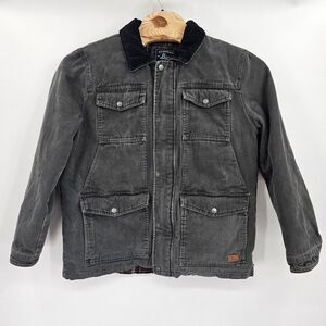 G. H. Bass & Co. Large Flannel Lined Jacket‎ Snap Button Faded Gray Pockets Flaw